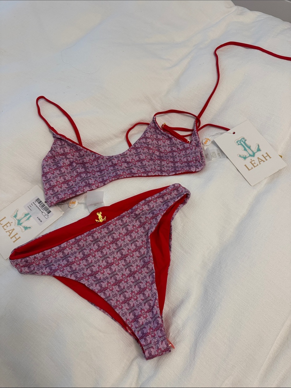 Pink & Red Floral Print Bikini Set